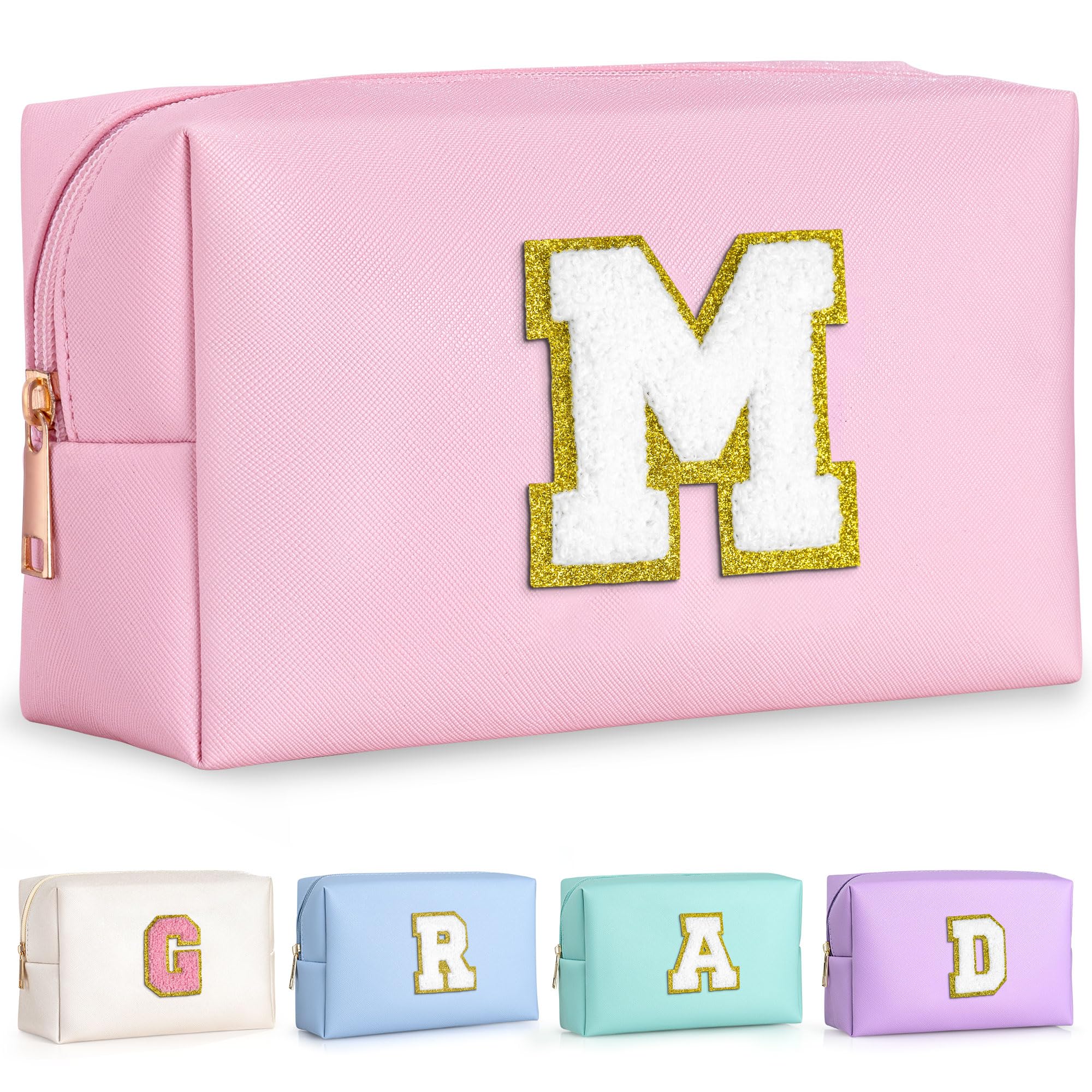 TOPEAST travel makeup bag pink front view ideal for organizing cosmetics on trips