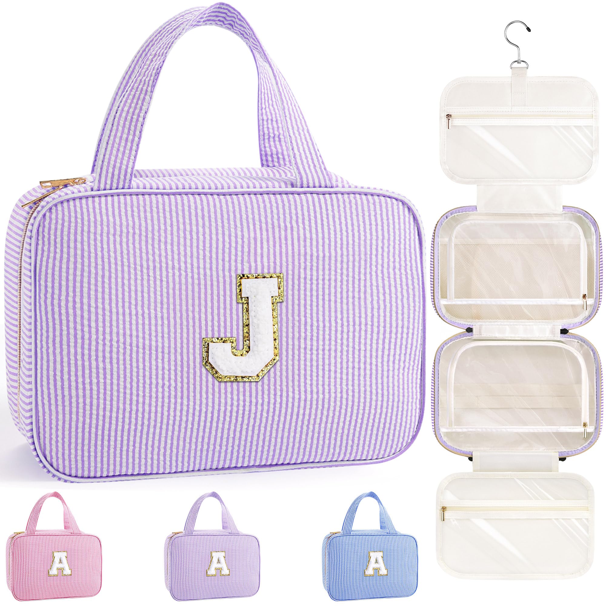 TOPEAST travel toiletry bag purple front view highlights organized essentials for quick packing
