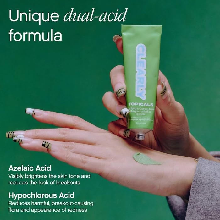 Topicals Clearly Breakout Mask ingredients closeup features azelaic acid and sulfur.