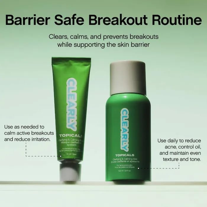 Topicals Clearly Breakout Mask swatches hint at an even, balanced complexion.