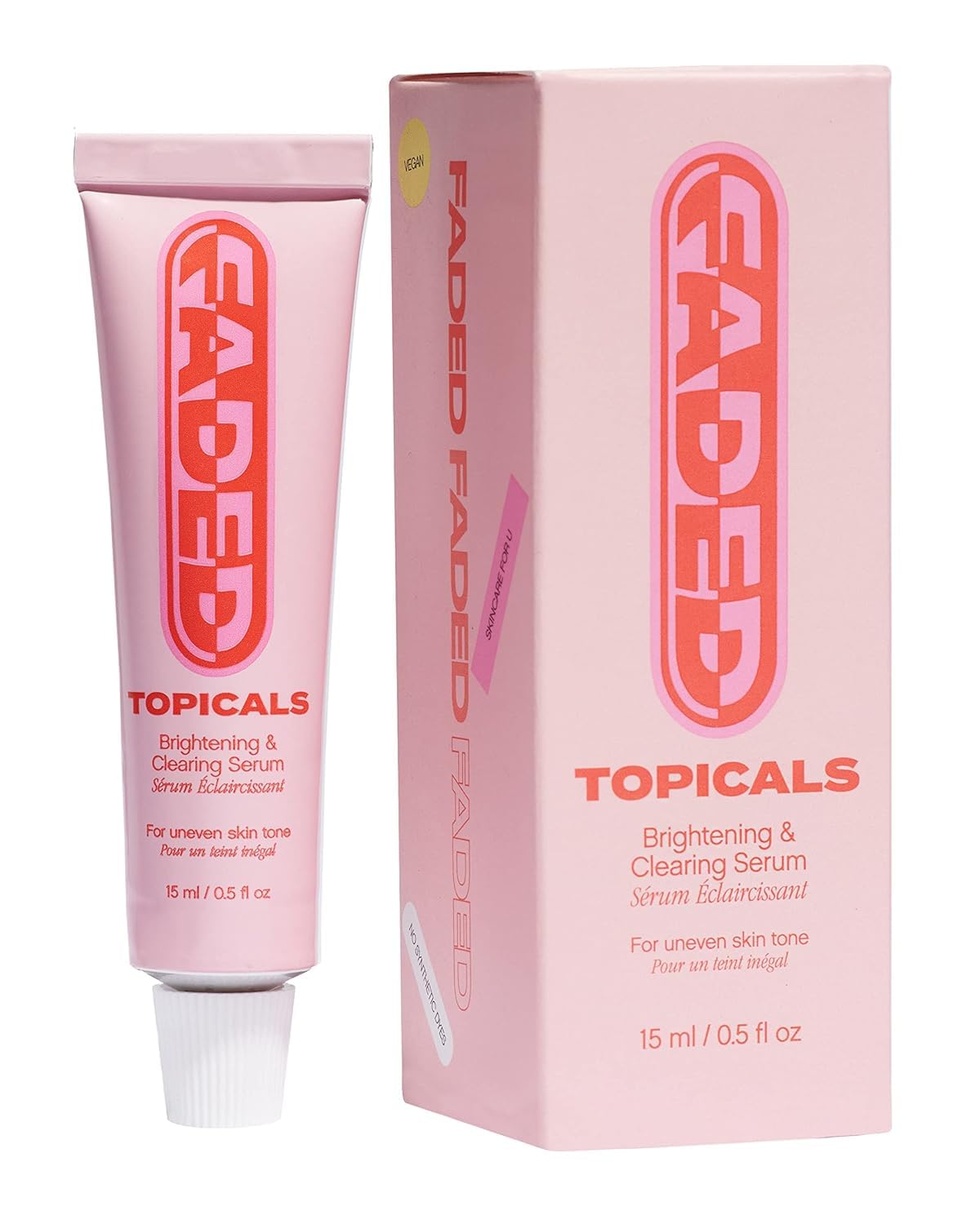Topicals Faded serum bottle front view for daily use to even skin tone