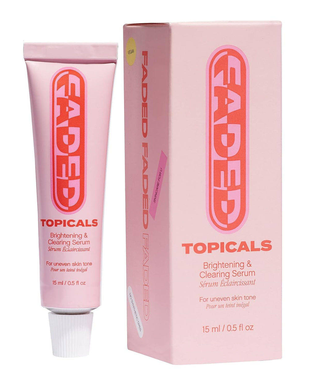 Topicals Faded serum bottle front view for daily use to even skin tone
