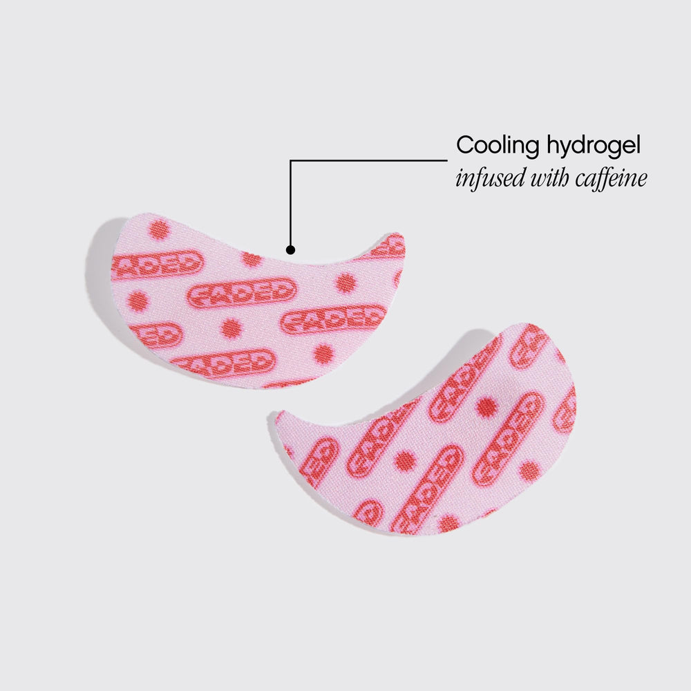 Topicals Faded under-eye-mask applying-on-eye-area demonstrates treatment-ready patch.