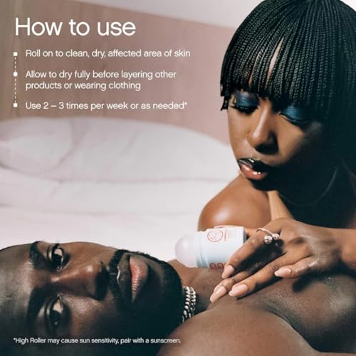 Topicals High Roller armpit application demonstrates precise roll-on for sensitive skin.