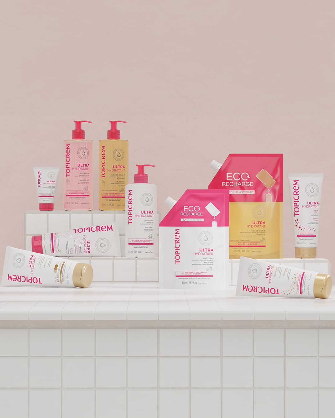 Topicrem Ultra-Moisturising Body Milk family use illustrates suitability for all ages.