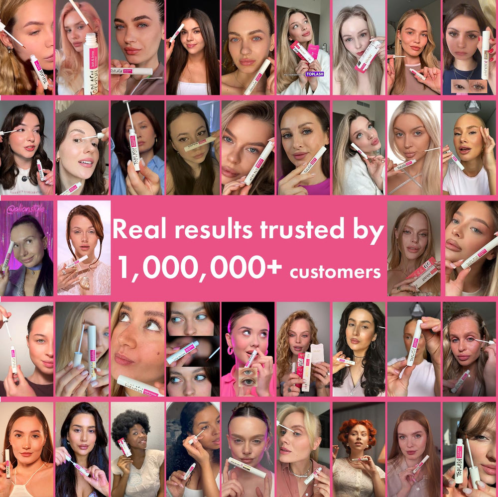 Toplash XL eyebrow growth visual demonstrating fuller brows.