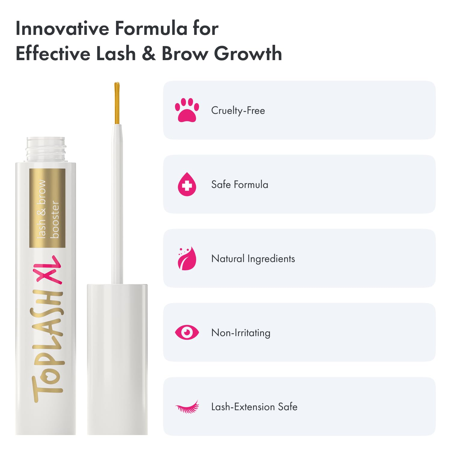 Toplash XL packaging front display of premium lash care.