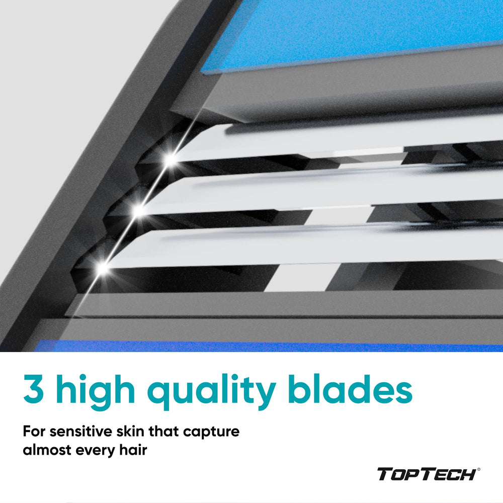 Toptech Razor 3 easy glide design enables quick rinsing between passes.