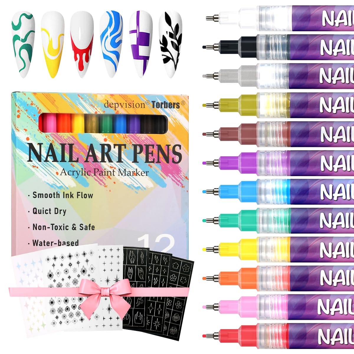 Torbers nail art markers close-up cap shows precision for crisp lines.