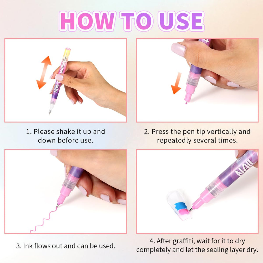 Torbers Nail Art Markers with stencil pack showing easy patterns.