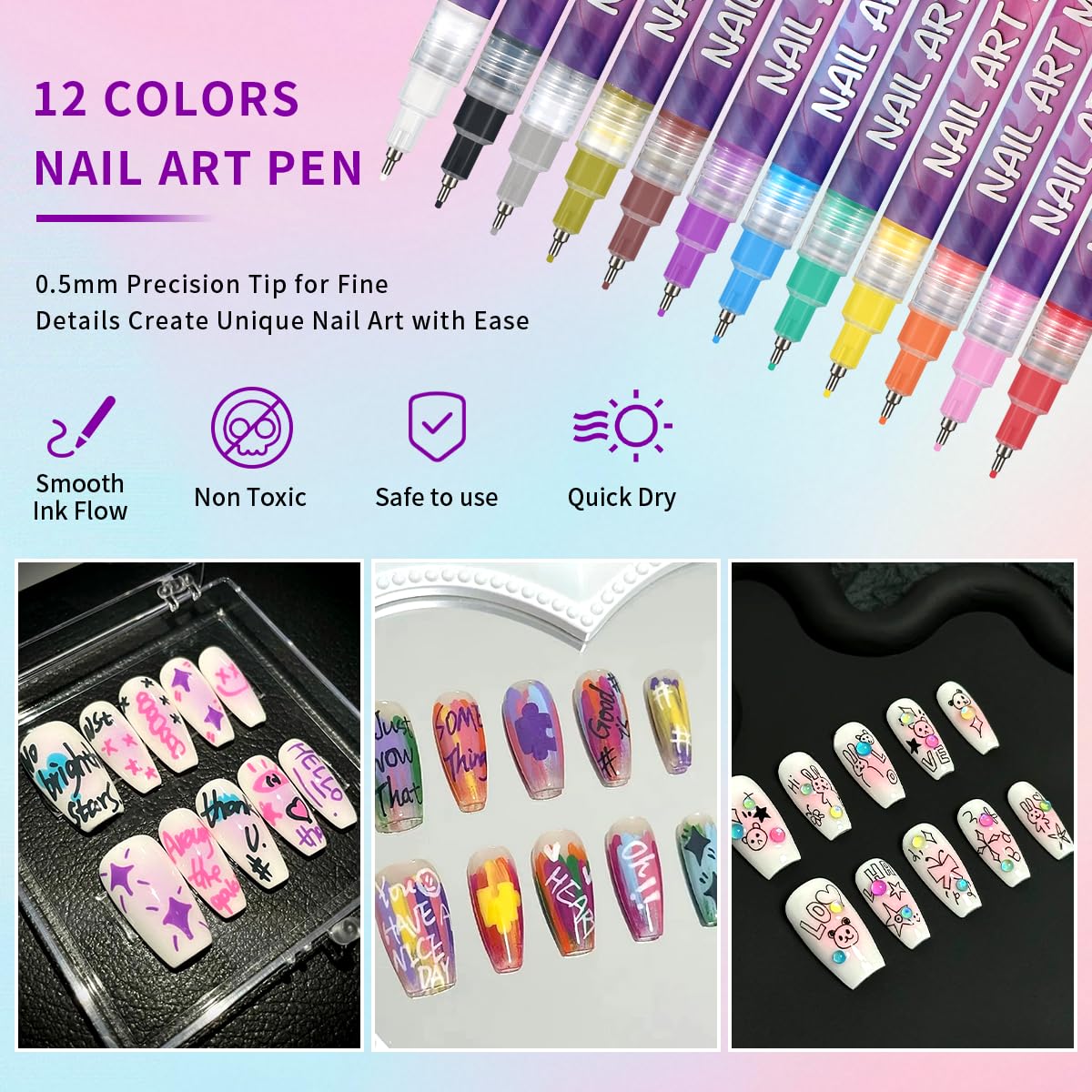 Torbers Nail Art Markers tip detail highlights 0.5mm precision for fine work.