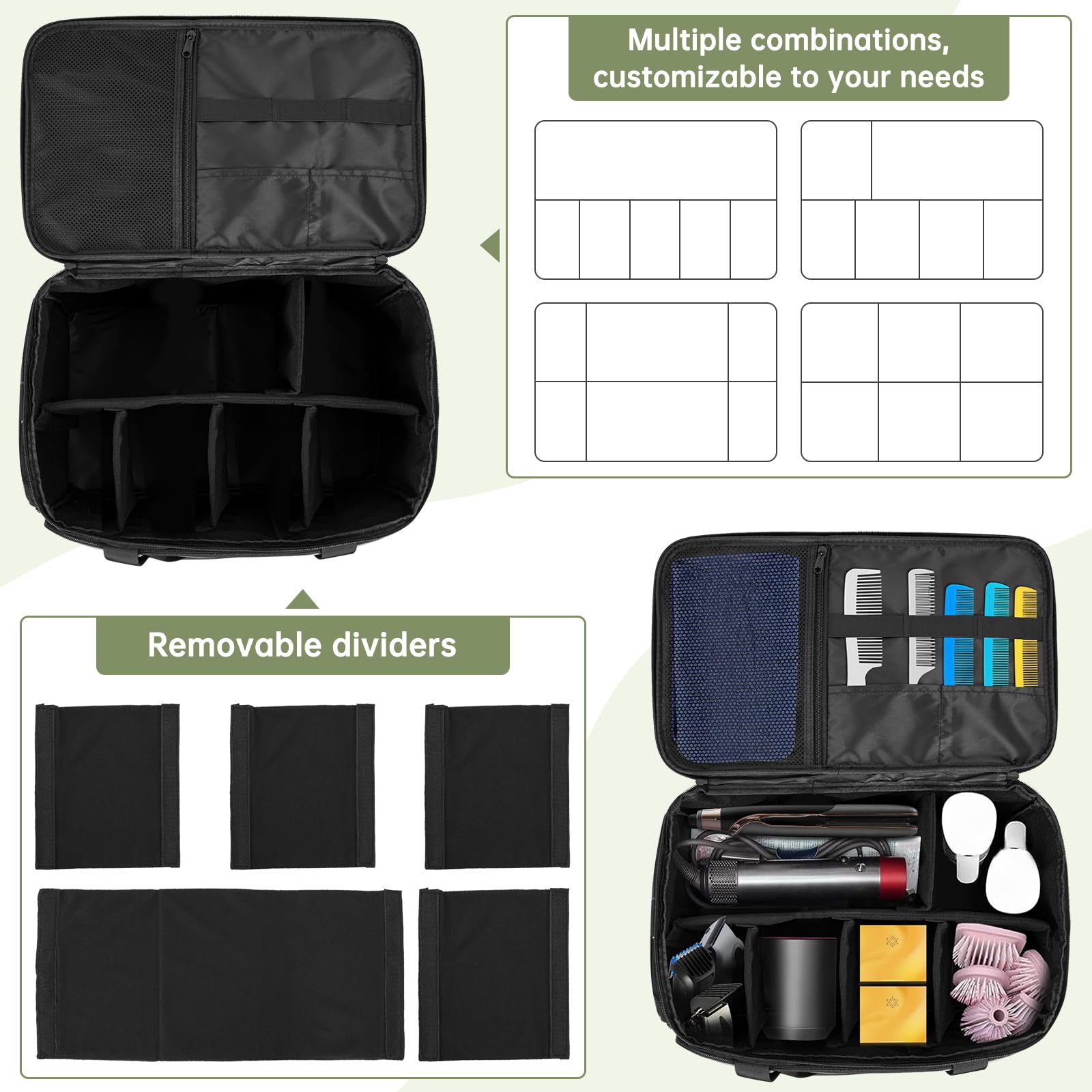 TORIBIO adjustable dividers inside keeps tools organized and protected during travel