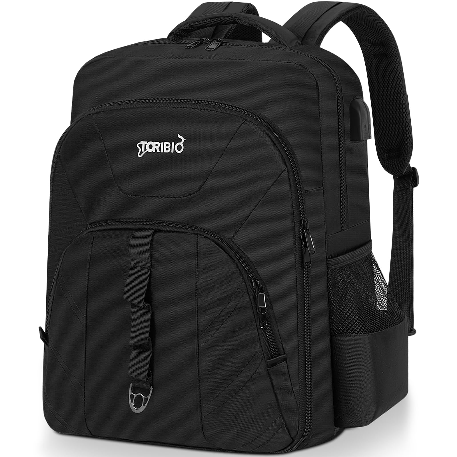 TORIBIO barber bag with large capacity holds tools and a 15-inch laptop.