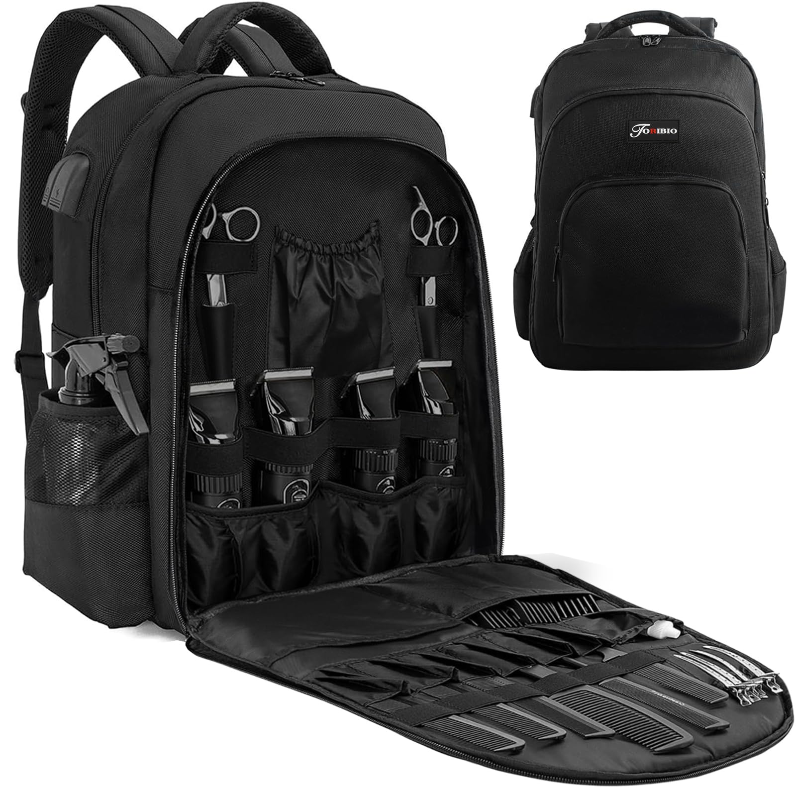 TORIBIO barber bag main compartment keeps tools organized for quick access
