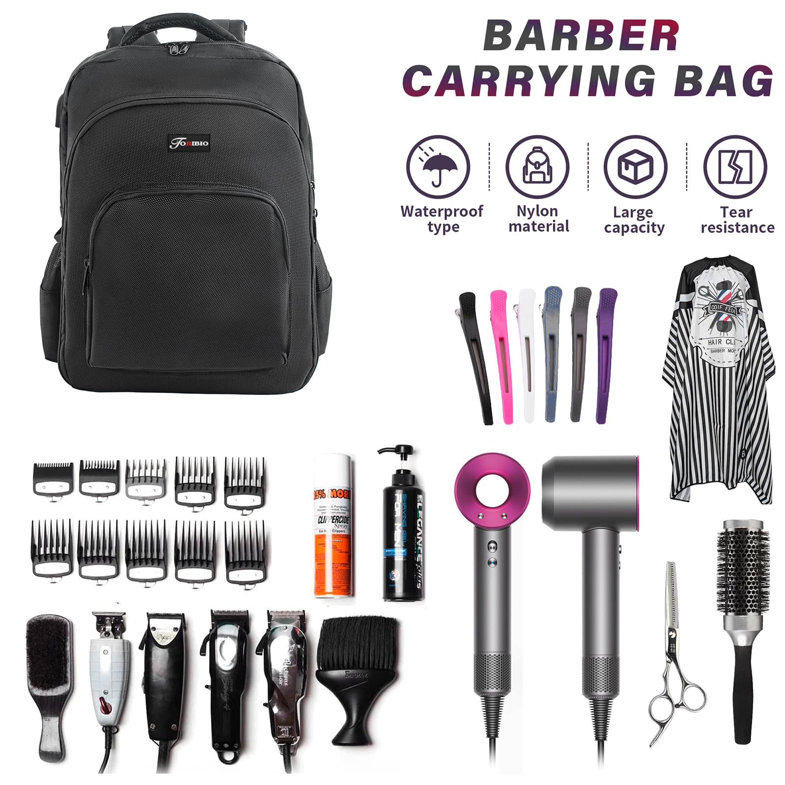 TORIBIO barber bag exterior pocket for quick access to essentials during gigs