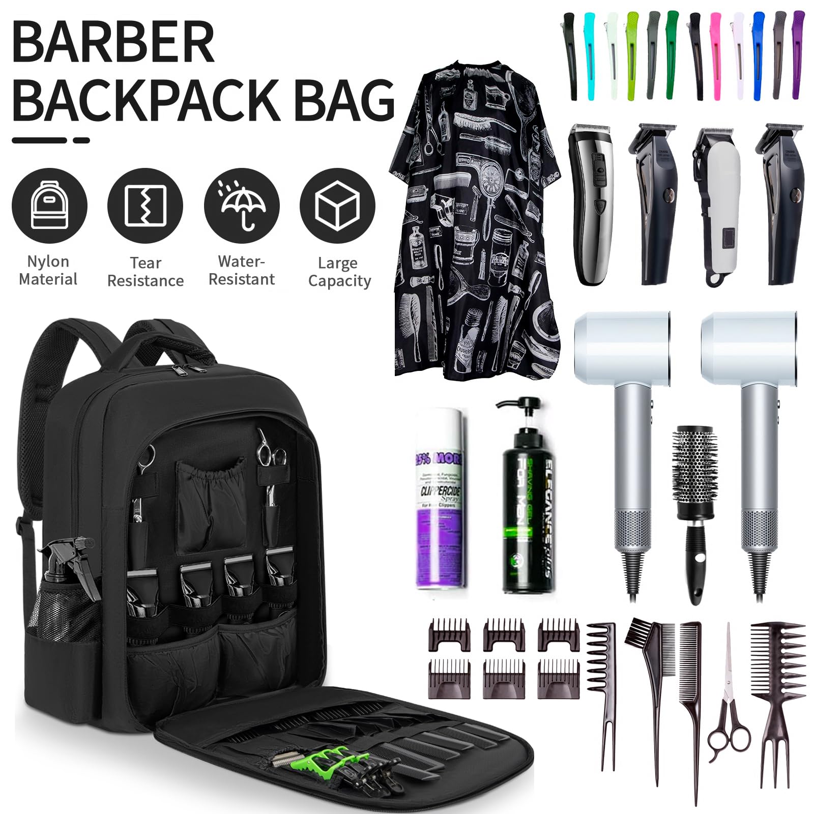 TORIBIO barber bag travel-friendly design streamlines transport between events.