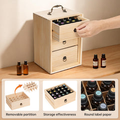 TORIBIO Essential Oils Box with sixty bottles filled demonstrates tidy bottle organization.