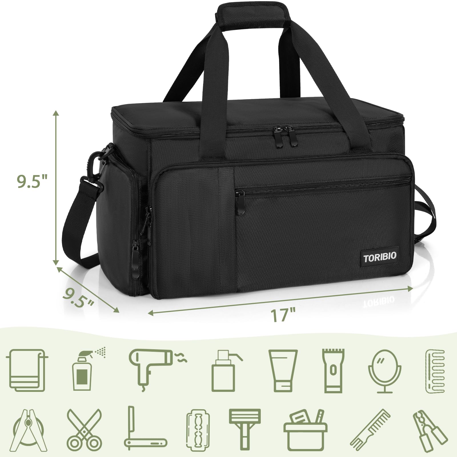 TORIBIO portable barber bag strap adjustable for comfortable carrying on events