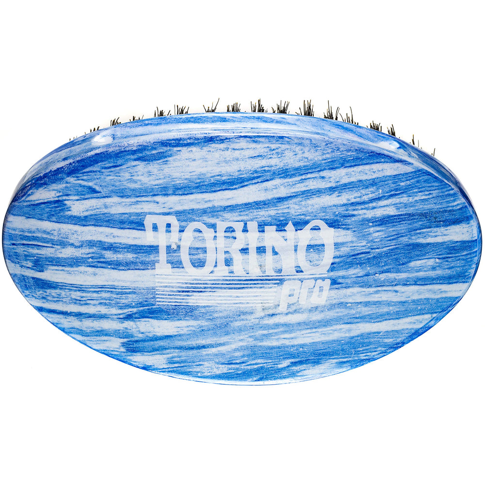 Torino Pro 19 packaging-card image emphasizes authenticity and bristle-shedding information