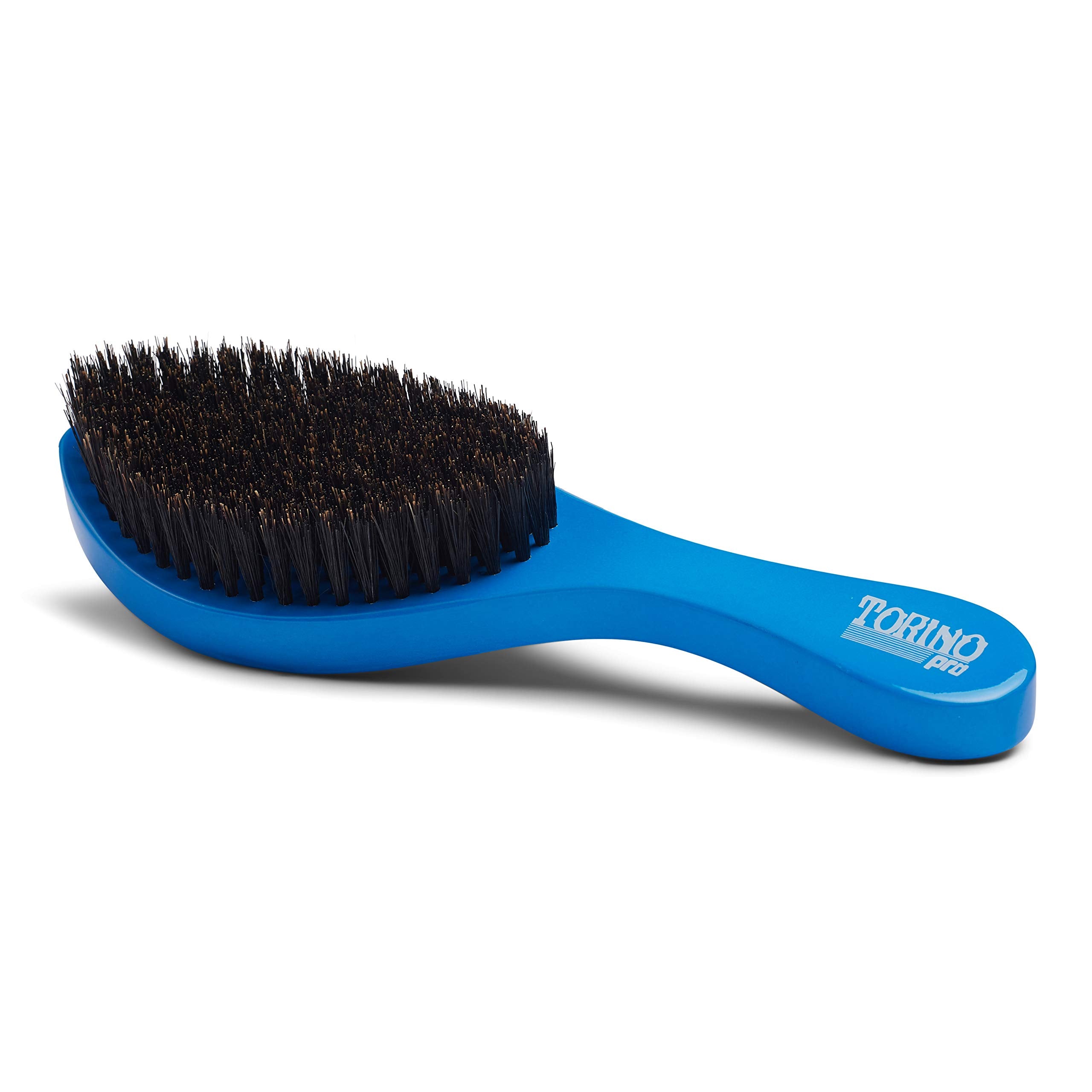 Torino Pro Wave Brush 350 blue oval curve crown detail for precise swirl development.
