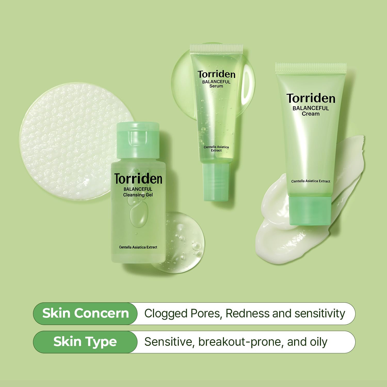 Torriden BALANCEFUL Cica Trial Kit serum dropper close-up emphasizing lightweight hydration.
