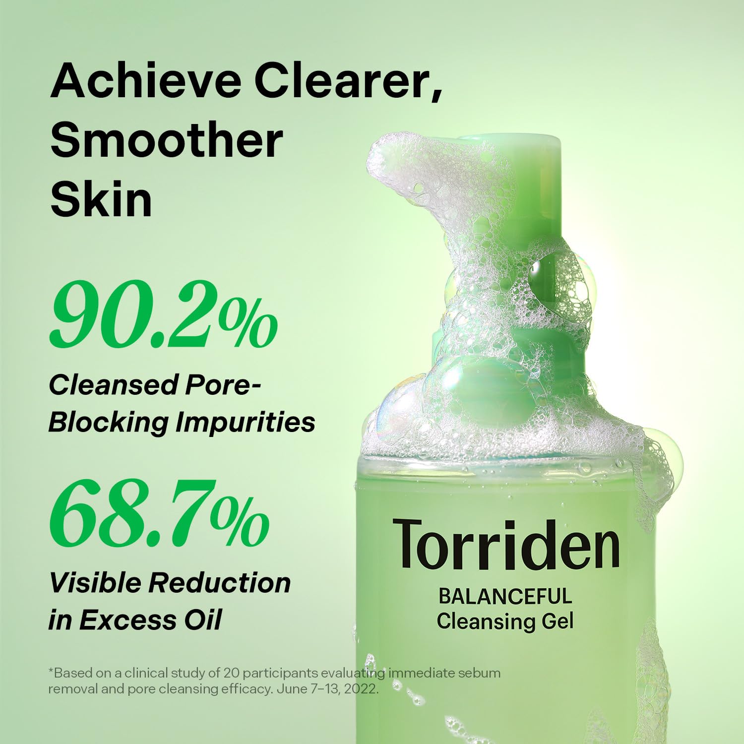 Torriden BALANCEFUL Cleansing Gel packaging emphasizes vegan and FSC-certified materials.