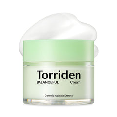 Torriden BALANCEFUL Cream label closeup highlights vegan formula benefits.