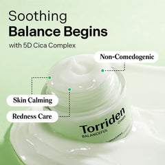 Torriden BALANCEFUL Cream tube pump demonstrates easy daily moisturization.