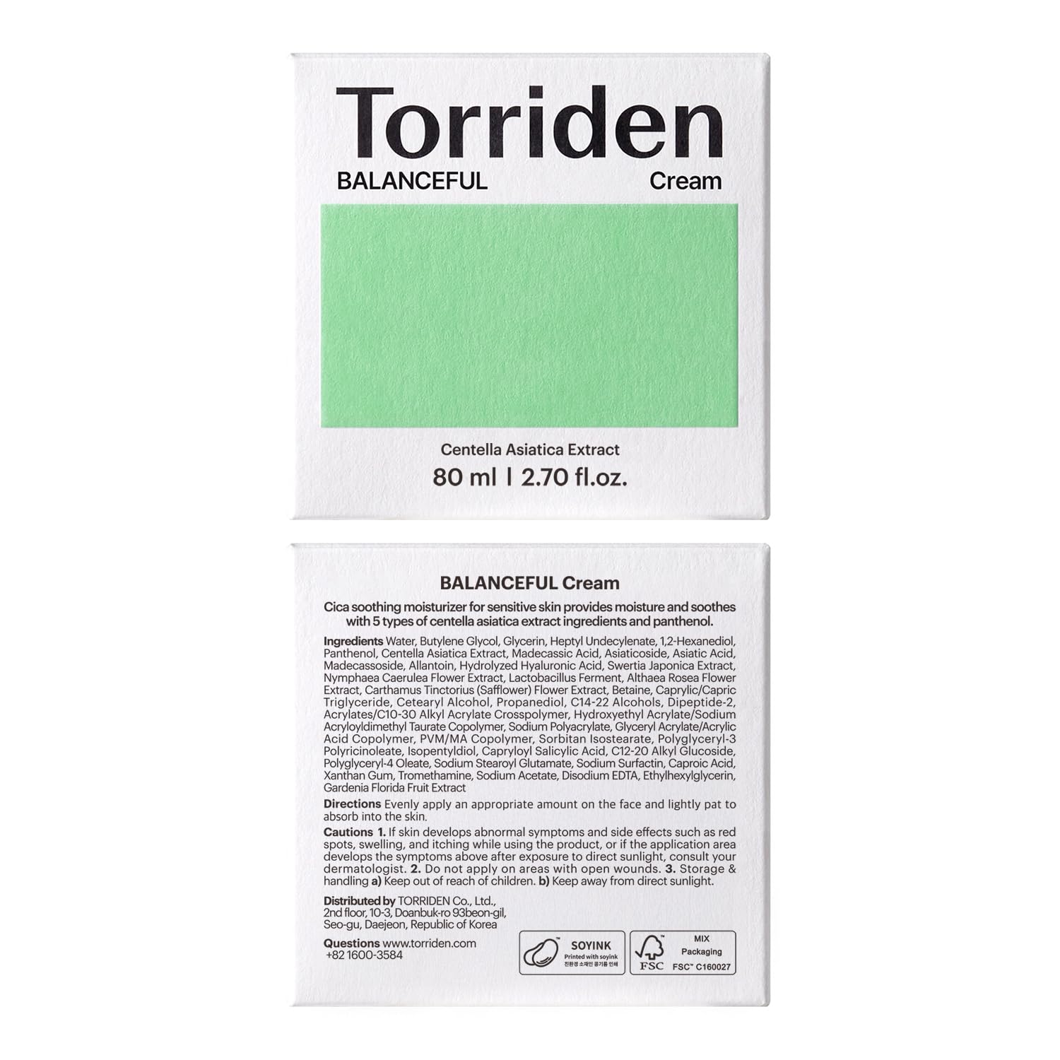 Torriden BALANCEFUL Cream vegan packaging highlight.