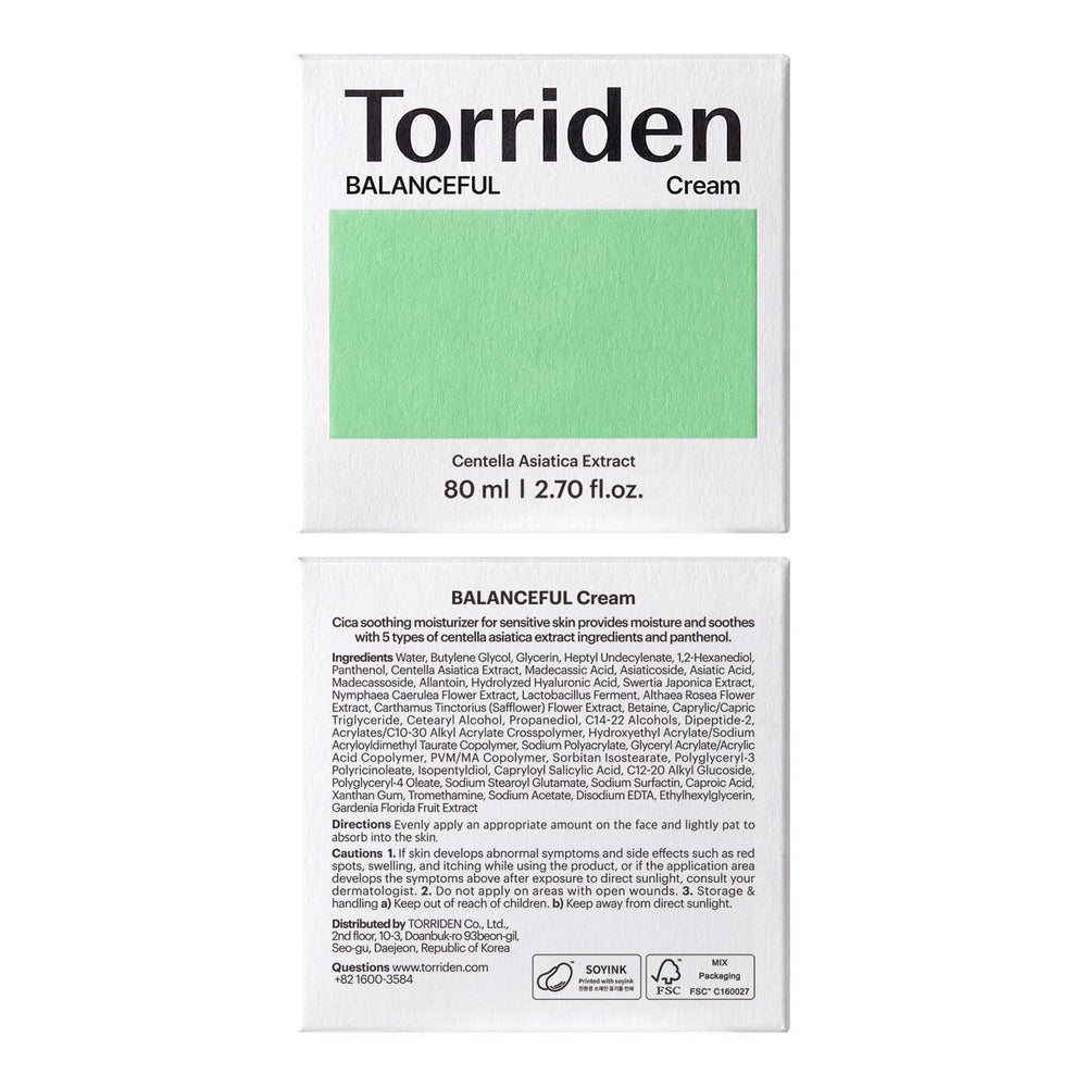 Torriden BALANCEFUL Cream vegan packaging highlight.