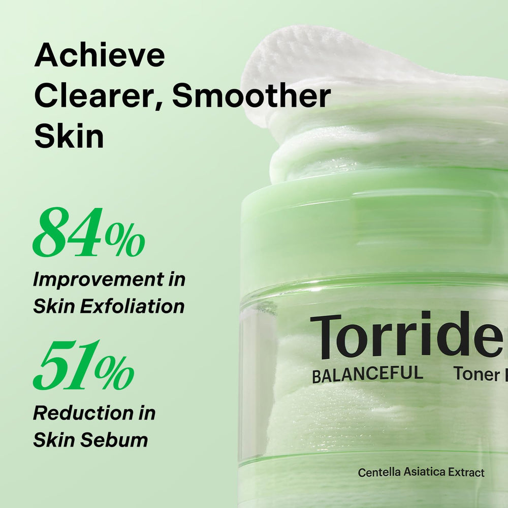 Torriden BALANCEFUL pad with LHA and PHA for mild exfoliation.