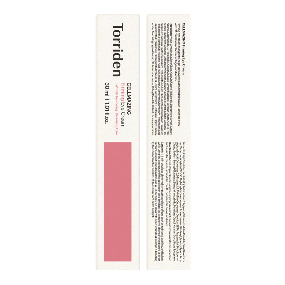 Torriden CELLMAZING eye-cream in daily routine scene suggests practical beginner-friendly care.
