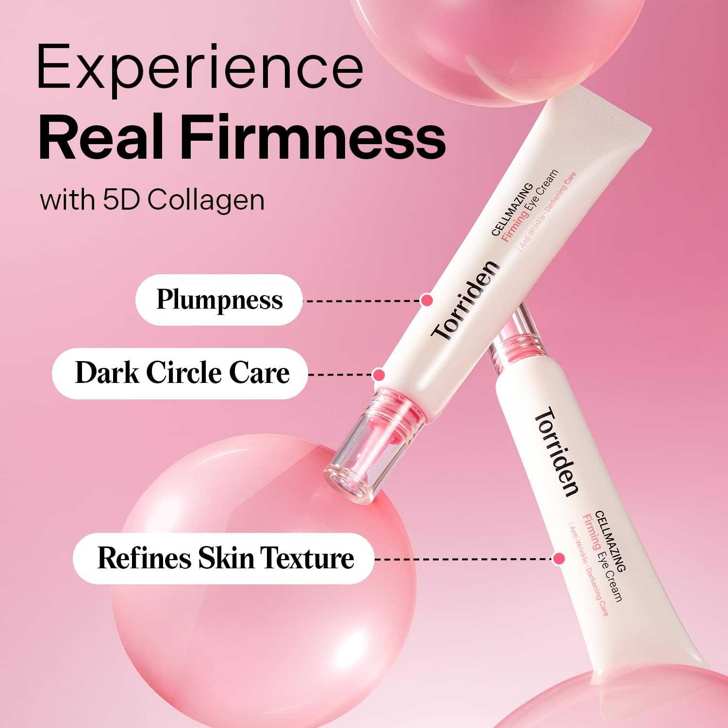 Torriden CELLMAZING eye-cream tube closeup shows silky texture ideal for nightly eye care.