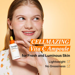 Torriden CELLMAZING Vita C Ampoule pump close-up for precise dosing.