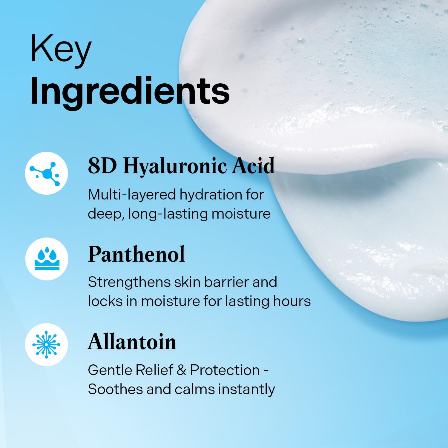 Torriden Dive In sensitive-skin close-up communicates soothing, non-irritating formula in use.