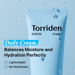 Torriden DIVE IN Cream bottle pour shot highlights easy dispensing.