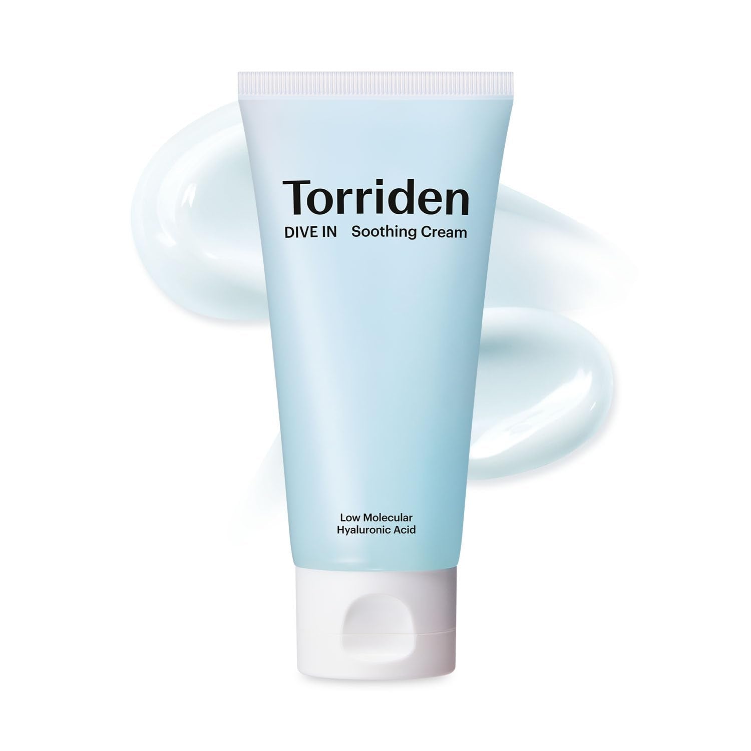 Torriden DIVE IN cream closeup showing soothing hydration for sensitive skin.