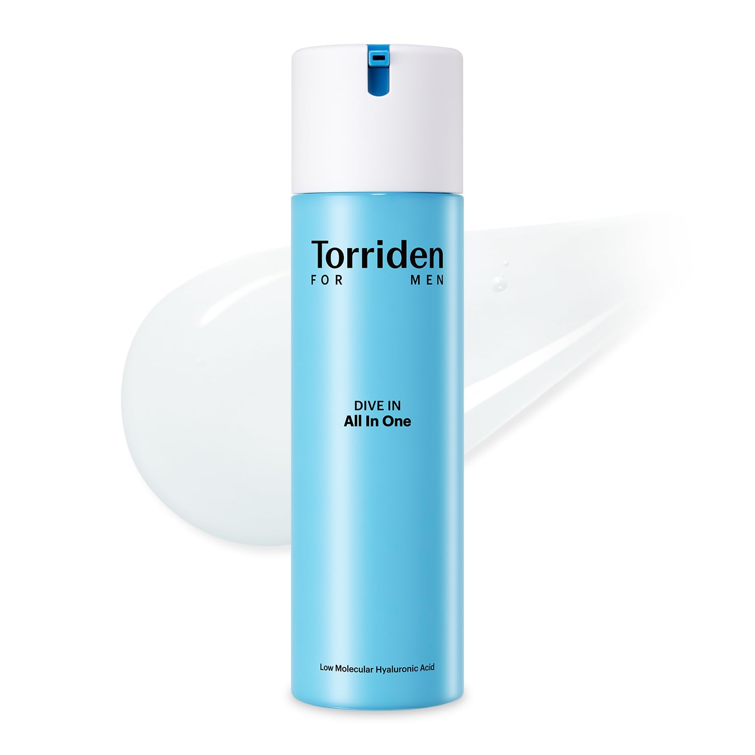 Torriden DIVE IN FOR MEN all-in-one bottle showing lightweight hydration for daily use.