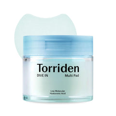 Torriden DIVE IN Multi Pad packaging showcases sustainable design for eco-conscious skincare.
