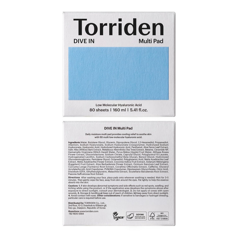 Torriden DIVE IN Multi Pad velvety-soft cotton pad close-up demonstrates luxurious moisture delivery.