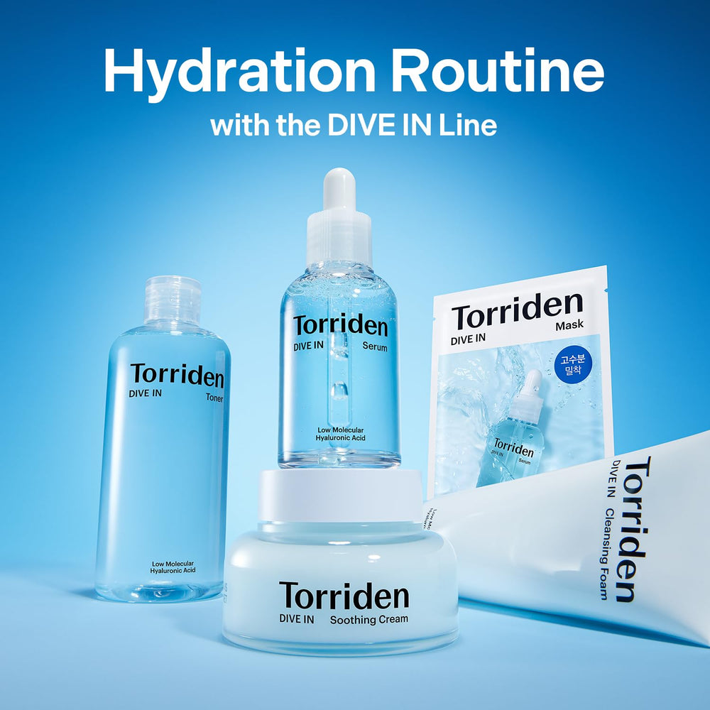 Torriden DIVE IN serum application on hand demonstrates fast-absorbing hydration for makeup prep.