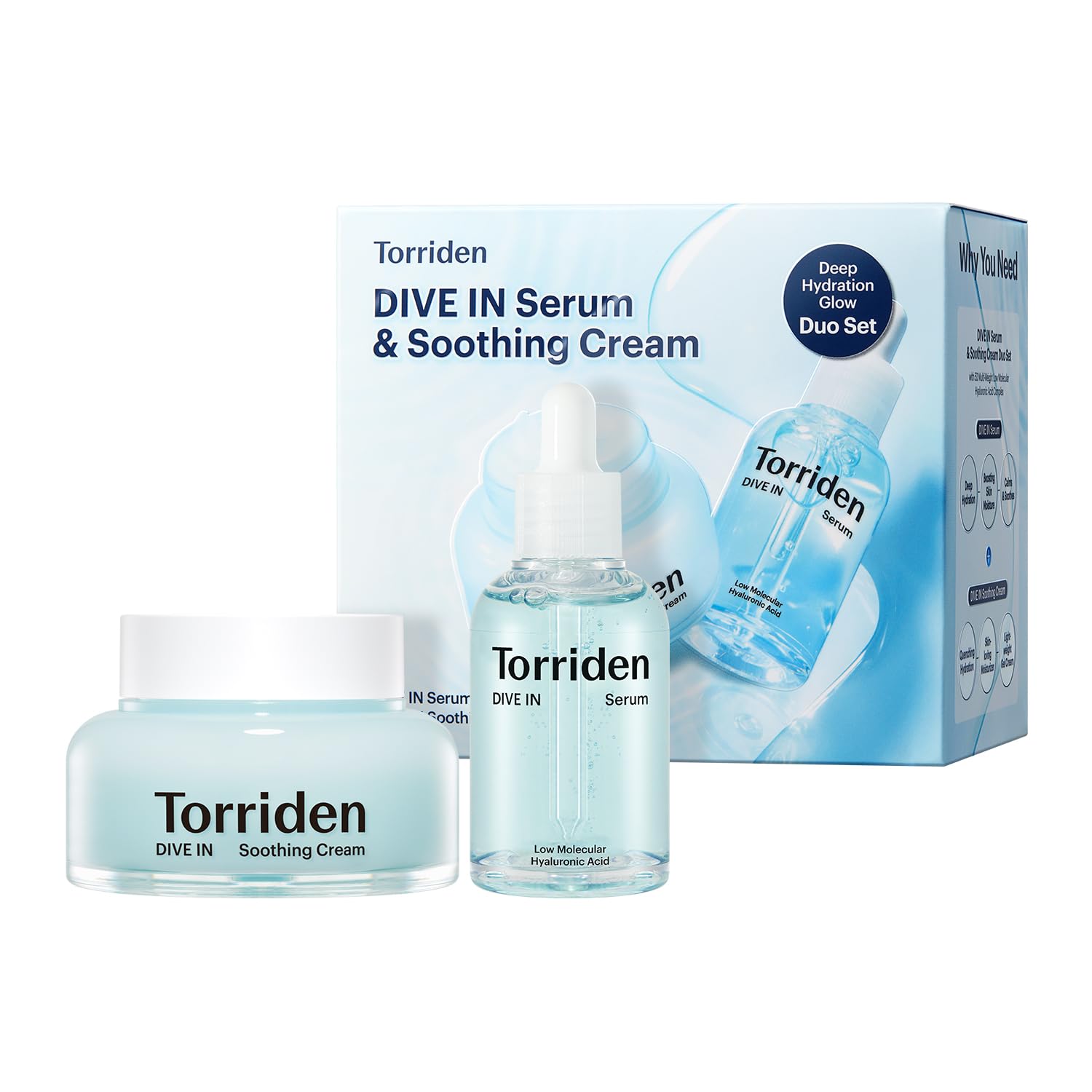 Torriden Dive In Serum bottle demonstrates lightweight hydration for makeup prep.