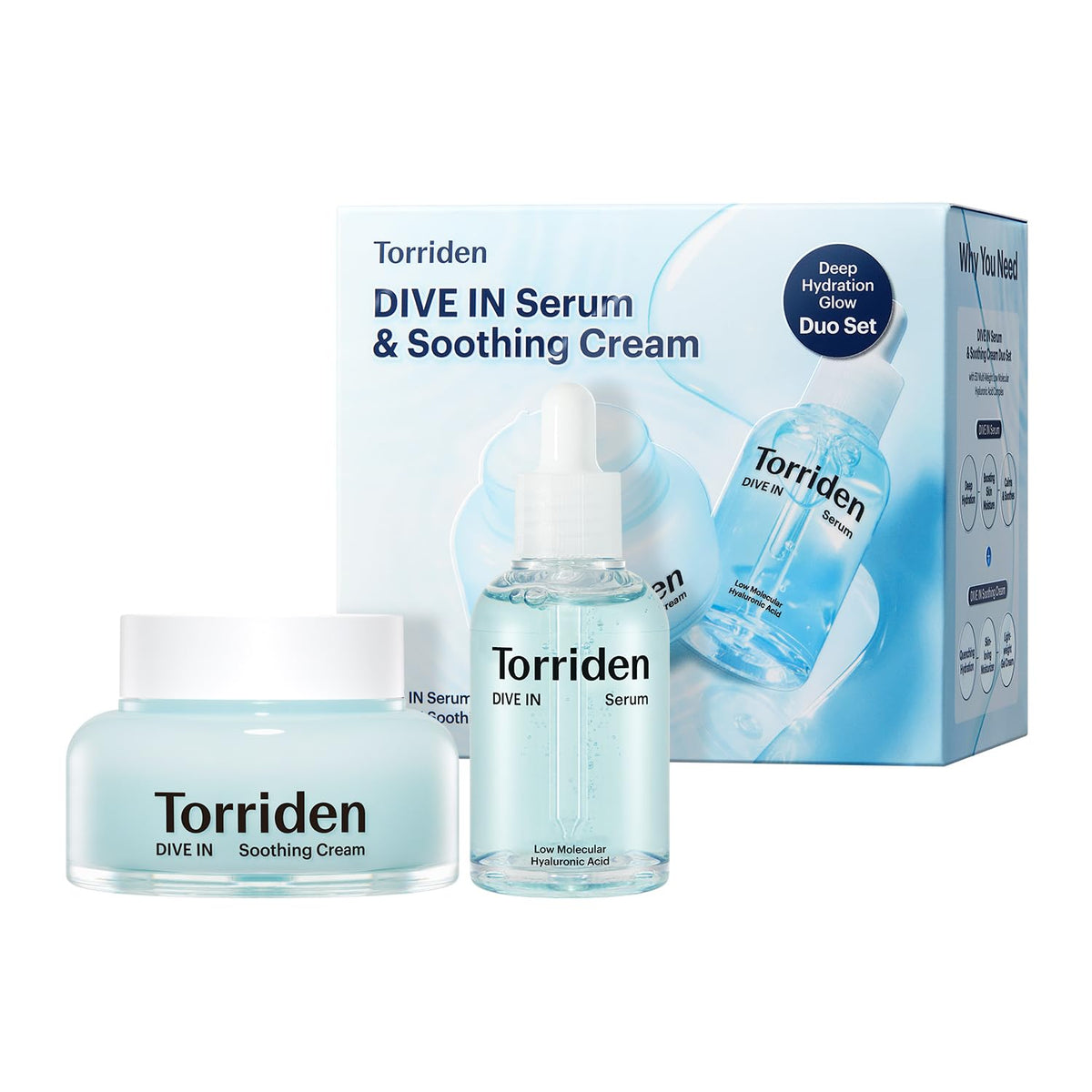 Torriden Dive In Serum bottle demonstrates lightweight hydration for makeup prep.