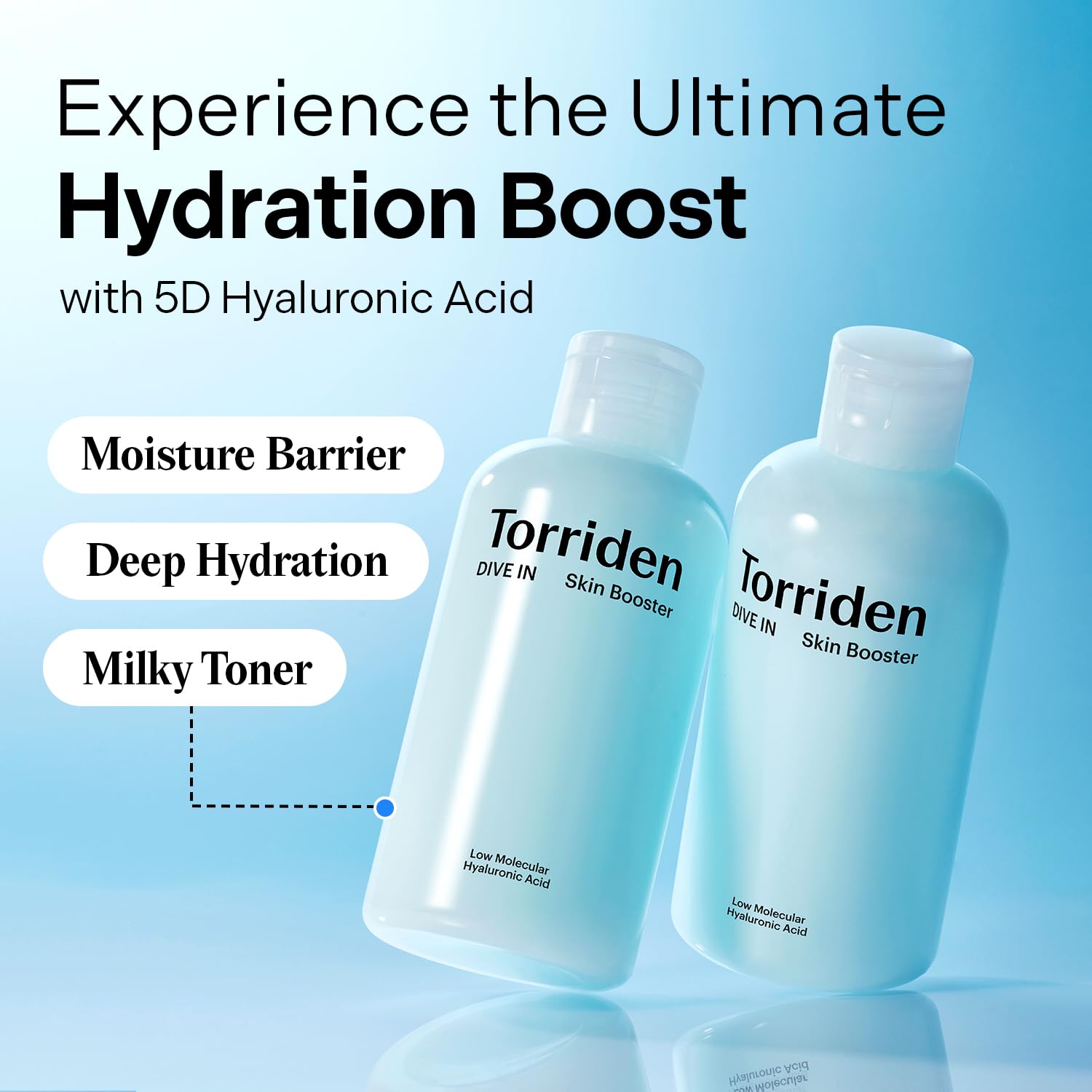 Torriden Dive In Skin Booster pump-dispense demonstrates easy, mess-free application and hydration.