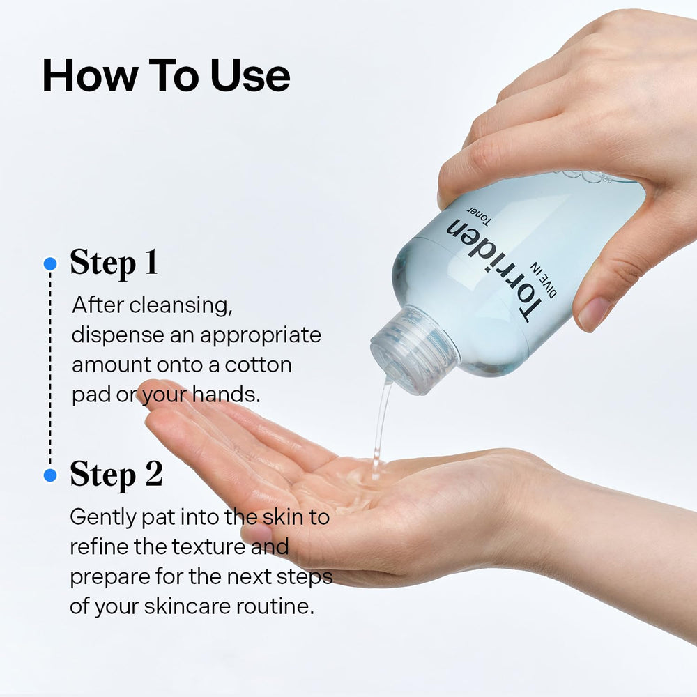 Torriden Dive in Toner for sensitive skin highlights gentle, irritant-free formula.