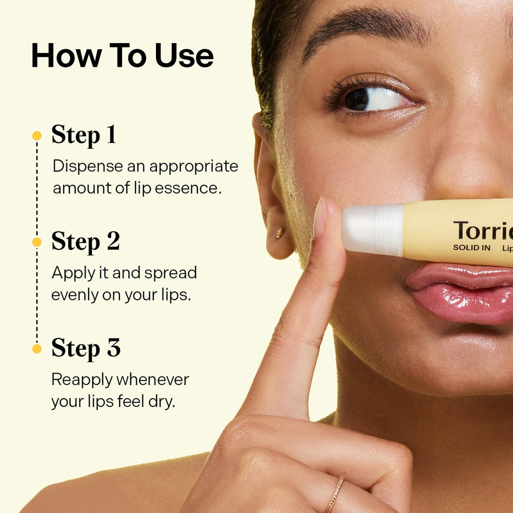Torriden SOLID In Ceramide Lip Essence fórmula suave para labios sensibles, libre de parabenos y SLS/SLES.