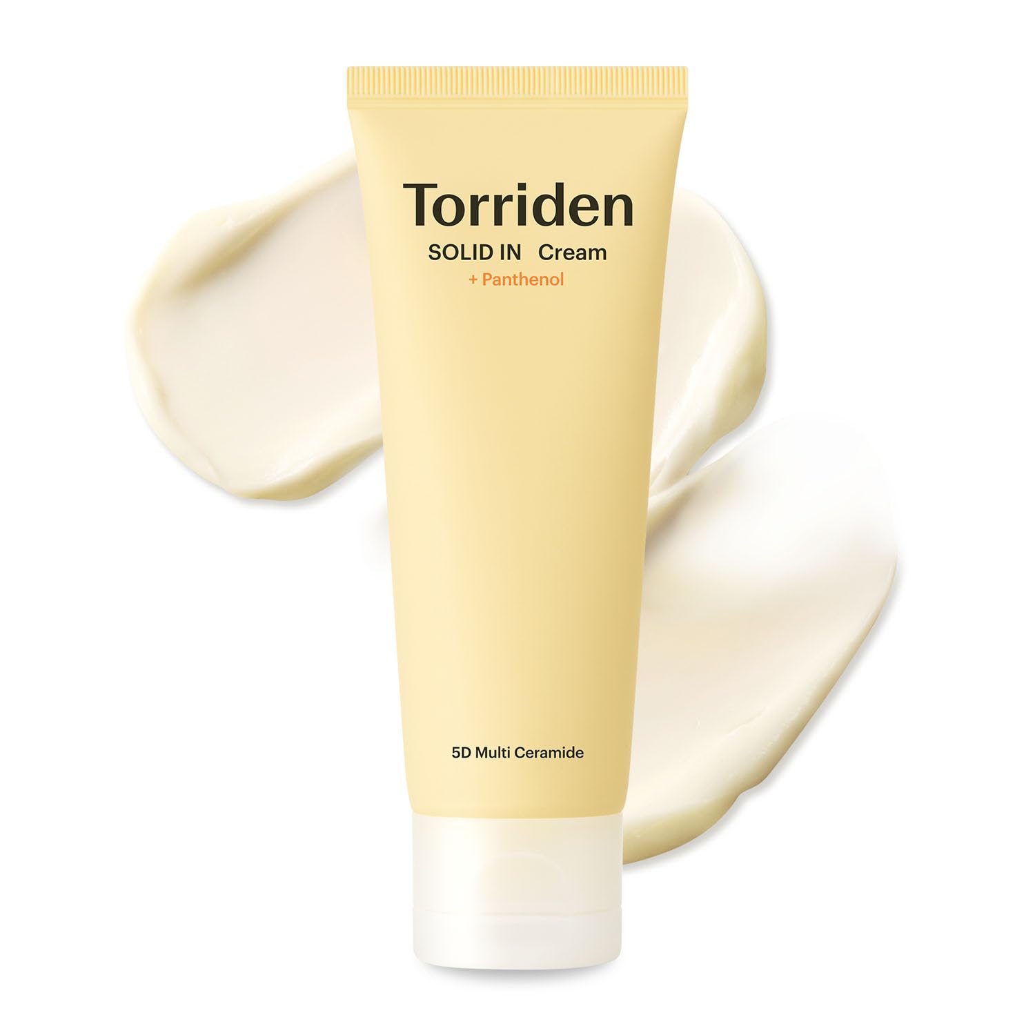 Torriden SOLID IN Ceramide Cream bottle pour for quick hydration and barrier support.