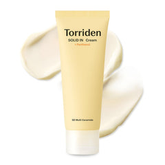 Torriden SOLID IN Ceramide Cream bottle pour for quick hydration and barrier support.