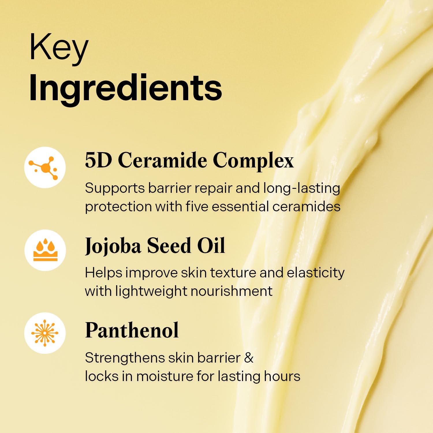 Torriden SOLID IN Ceramide Cream with D-Panthenol demonstrates soothing, locked-in moisture.
