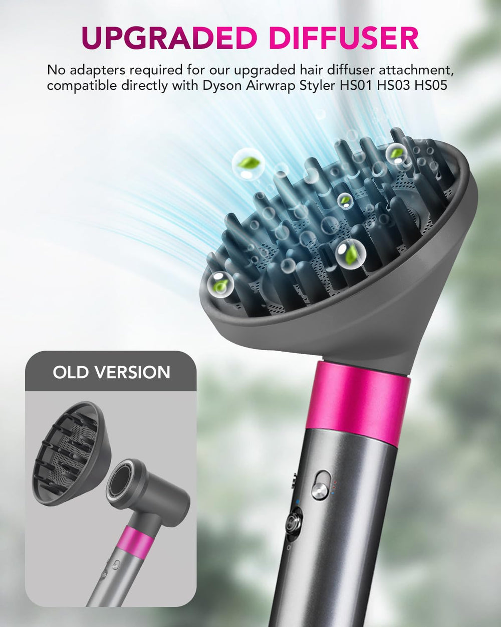 TOSAGE diffuser nozzle side view highlights airflow-control design for even drying.